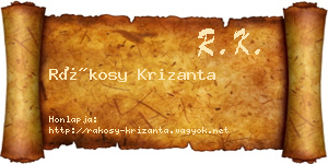 Rákosy Krizanta névjegykártya